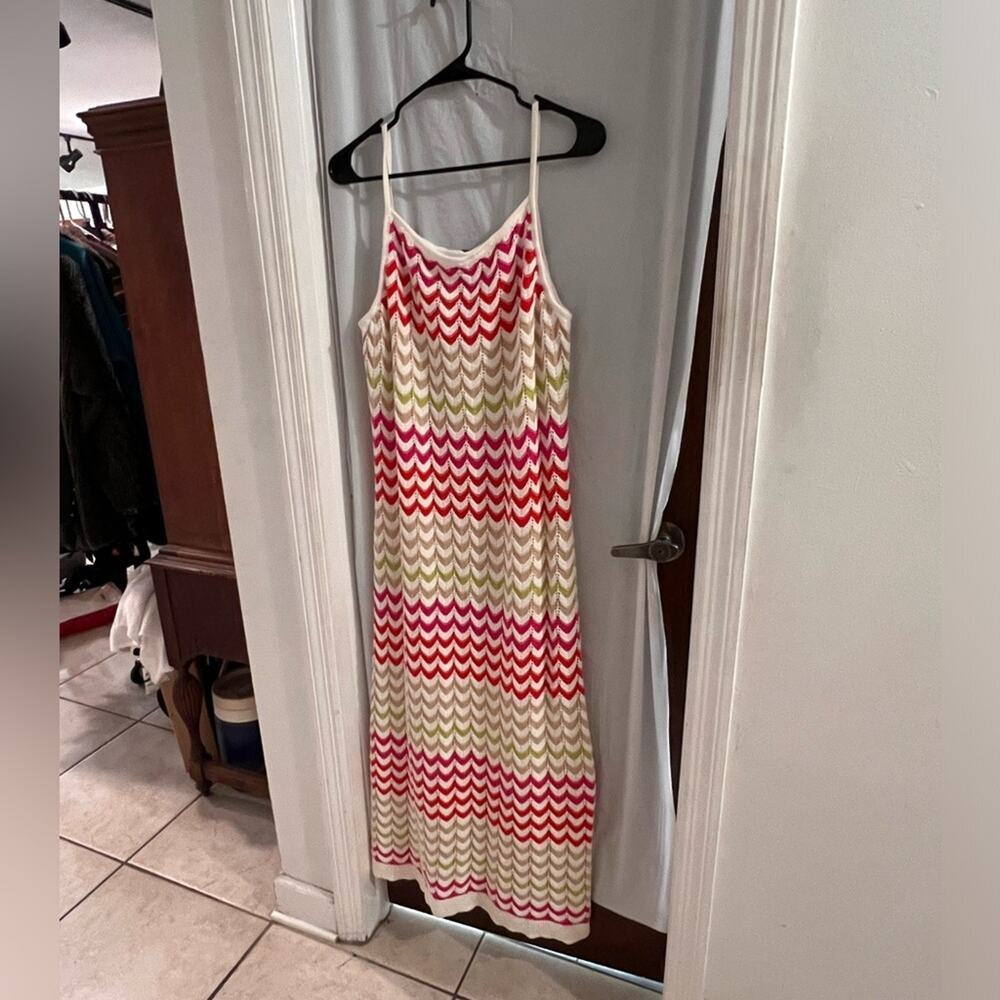 Rachael Zoe multicolor striped crochet knit maxi dress size large instagram
